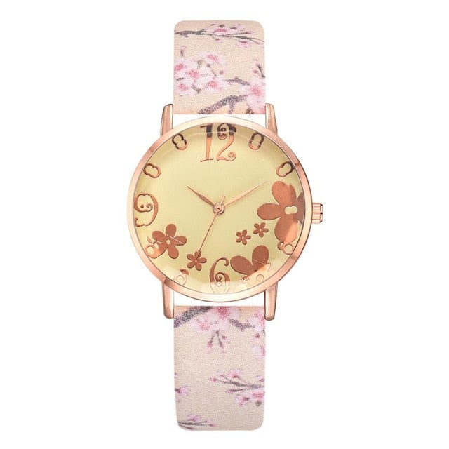 Analog Girl's Watch Discreet Flower Dial