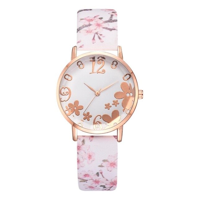 Analog Girl's Watch Discreet Flower Dial