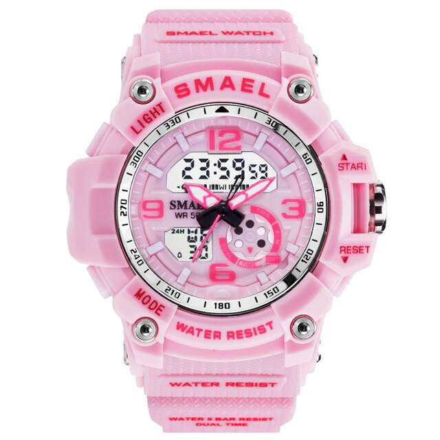 Girl's Dual Display Watch with Pale Pink Silicone Strap