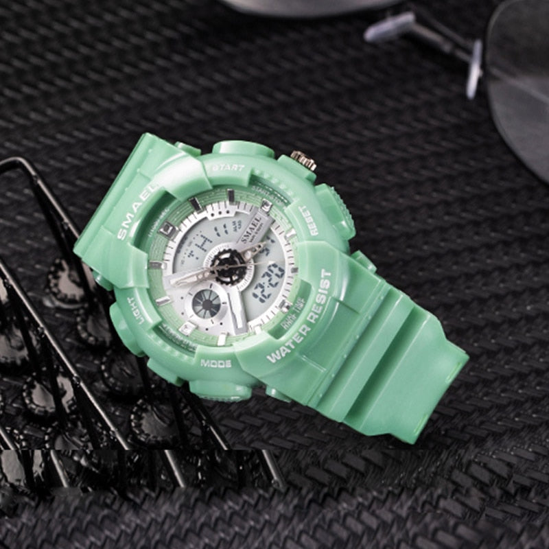 Girl's Dual Display Pale Green Watch