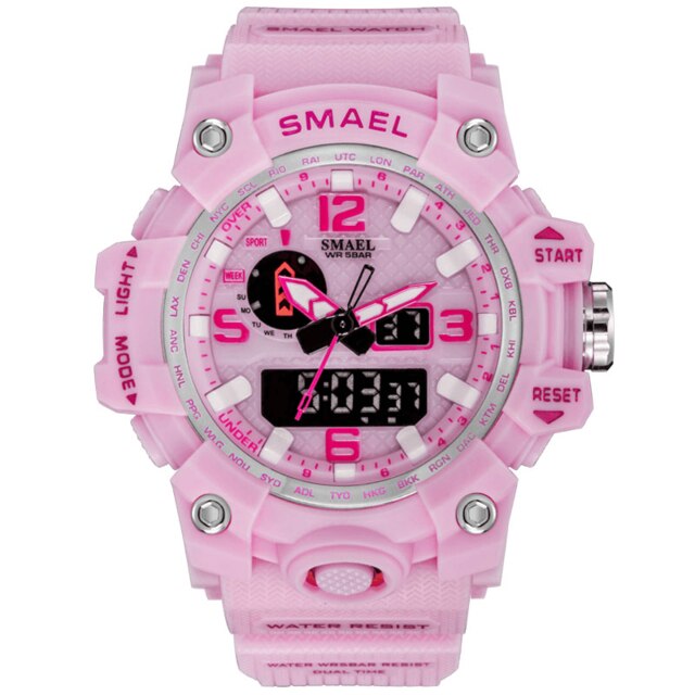 Girl's Dual Display Watch With Silicone Sugar Pink Strap