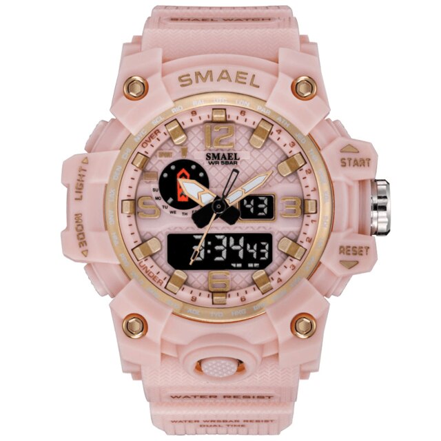 Girl's Dual Display Watch With Silicone Sugar Pink Strap