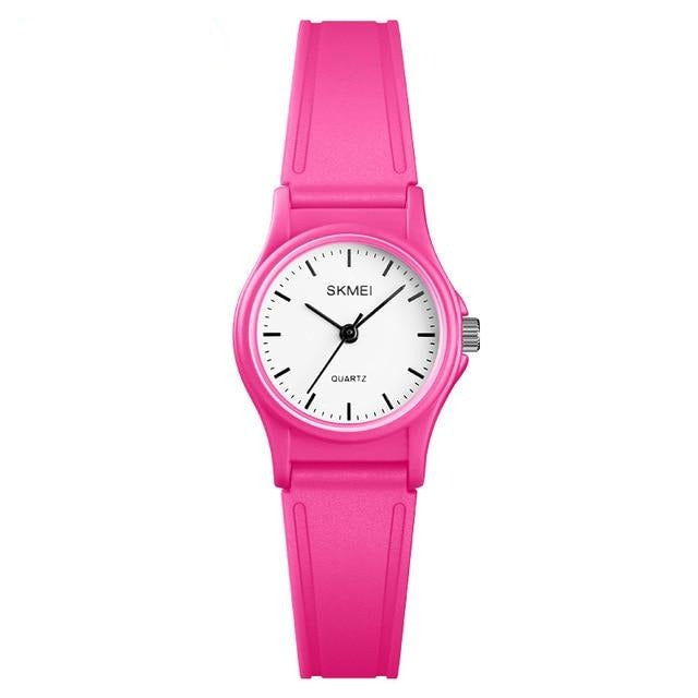 Analog Girl's Watch With Purple Silicone Strap And White Dial