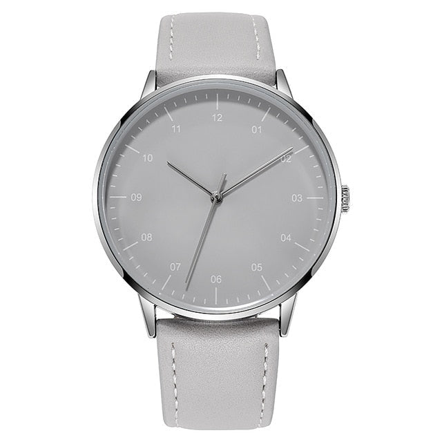 Analog Boy's Watch With Gray Leather Strap And Gray Dial