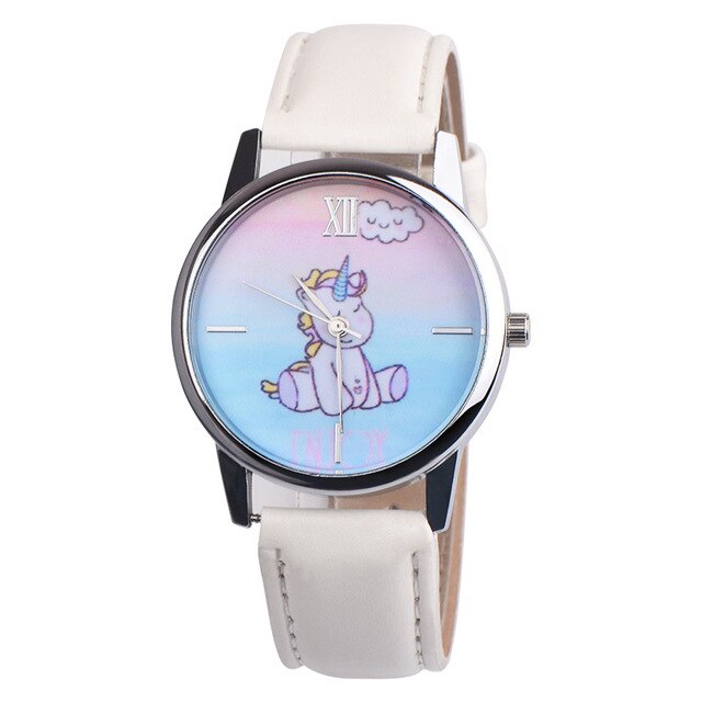 Analog Girl's Watch With Baby Unicorn Dial