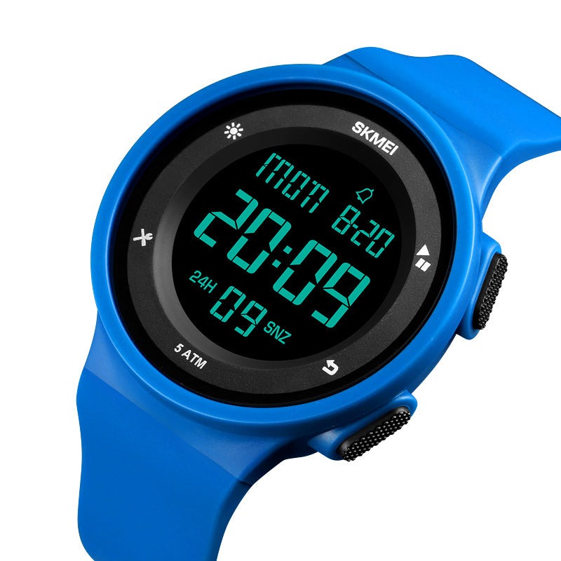 Digital Boy's Sport Watch With Silicone Blue Strap