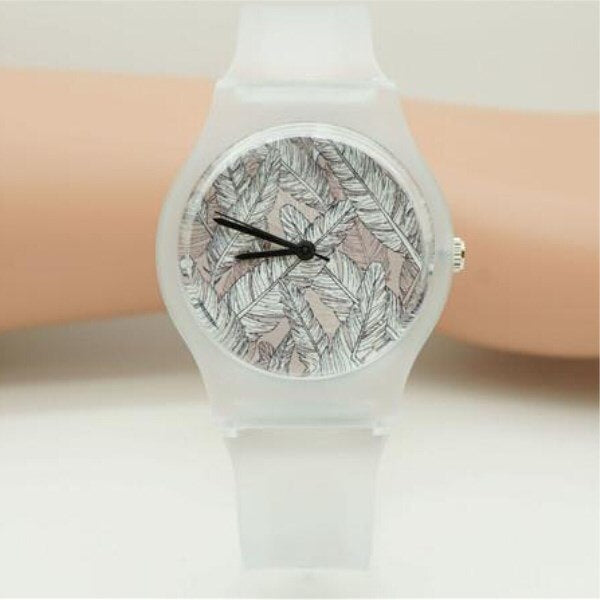 Analog Girl's Watch Feathers Dial