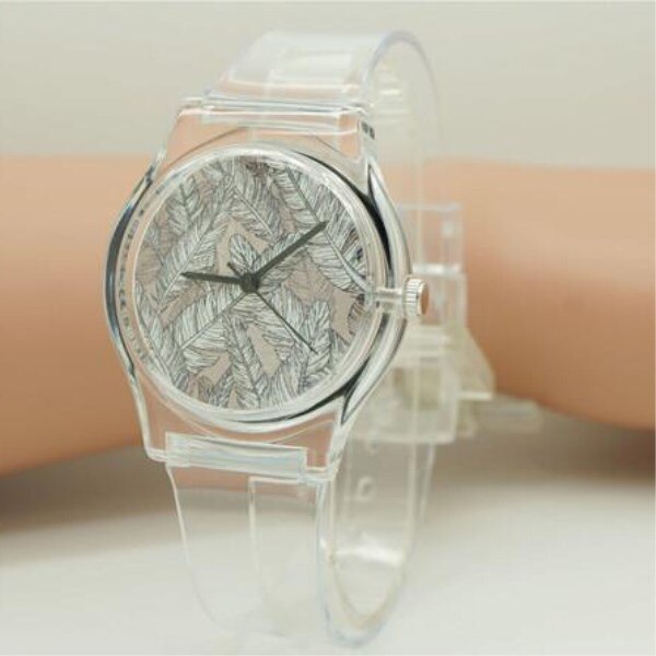 Analog Girl's Watch Feathers Dial