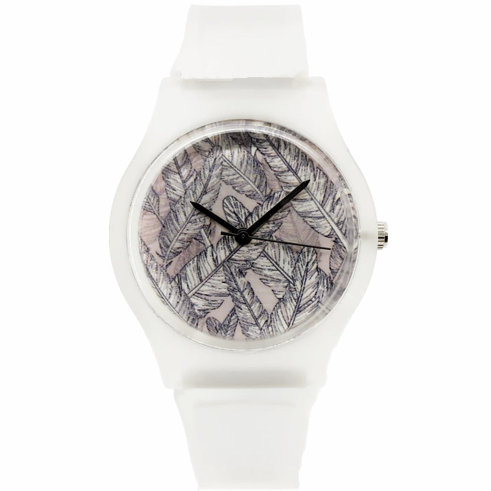 Analog Girl's Watch Feathers Dial