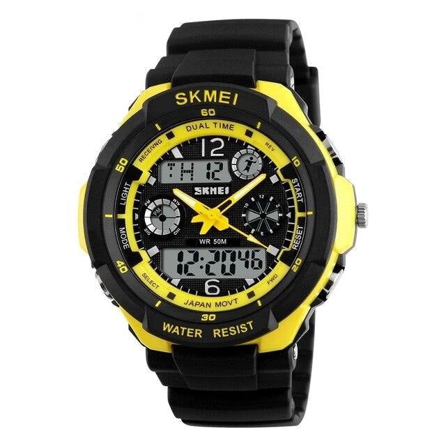 Digital Boy's Watch With Silicone Strap And Black And Orange Dial