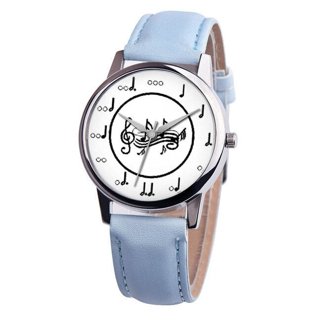 Analog Girl's Watch Musical Score Dial