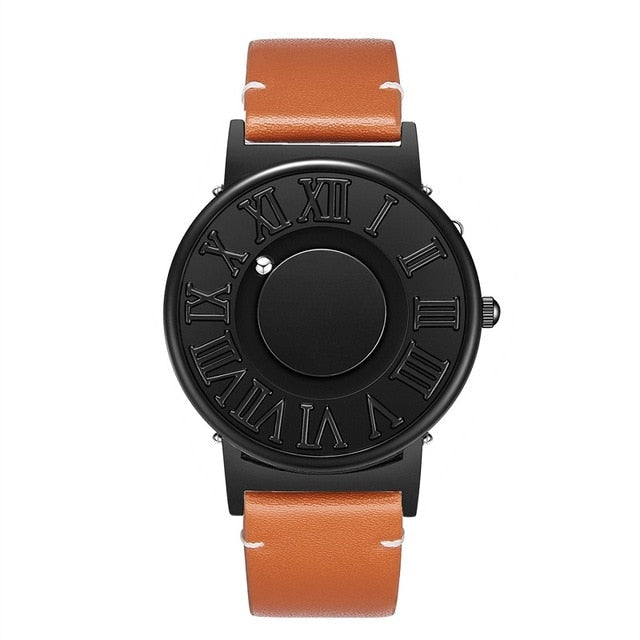 Analog Boy's Watch With Brown Leather Strap And Roman Numerals Dial